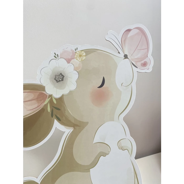 Kelebekli Tavşan Temalı - 40 cm Ayaklı Pano