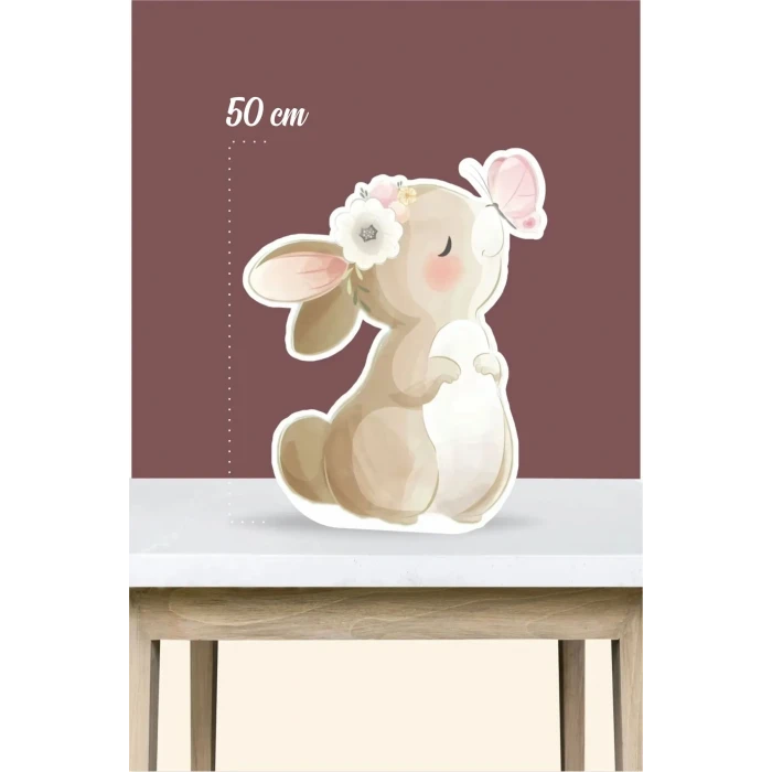 Kelebekli Tavşan Temalı - 50 cm Ayaklı Pano