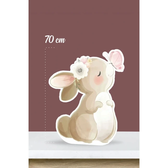 Kelebekli Tavşan Temalı - 70 cm Ayaklı Pano