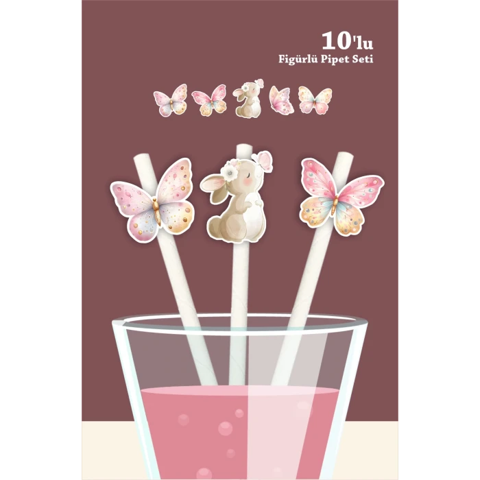 Kelebekli Tavşan Teması 1 Yaş Doğum Günü Seti