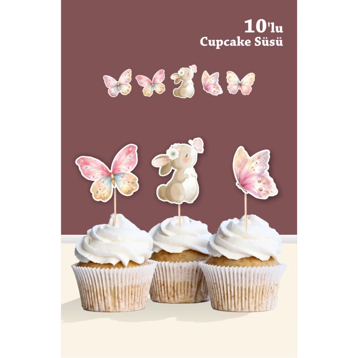 Kelebekli Tavşan Teması 1 Yaş Doğum Günü Seti