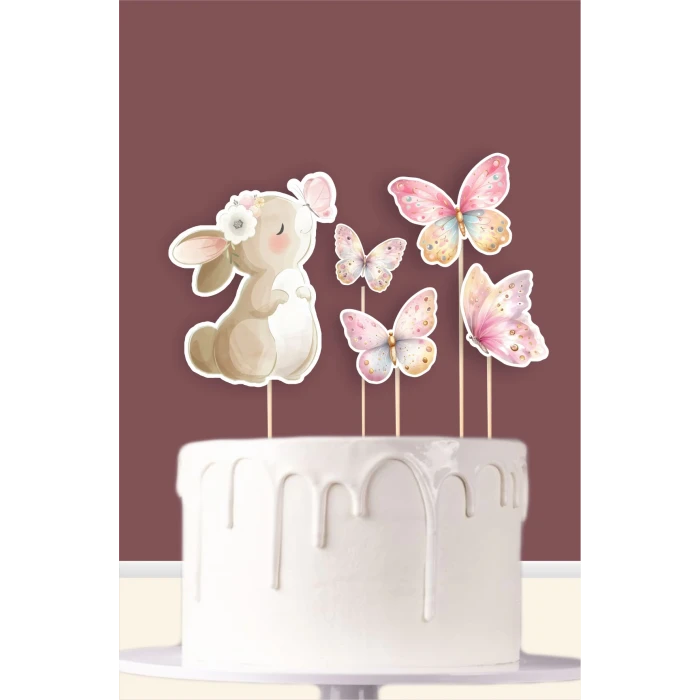 Kelebekli Tavşan Teması 1 Yaş Doğum Günü Seti