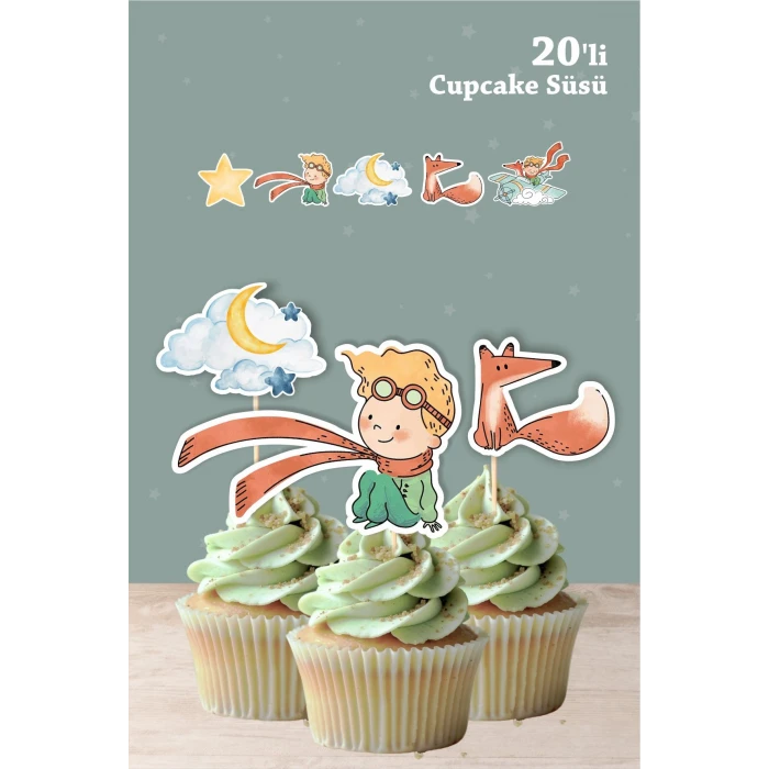 Küçük Prens Temalı Cupcake Süsü 20li