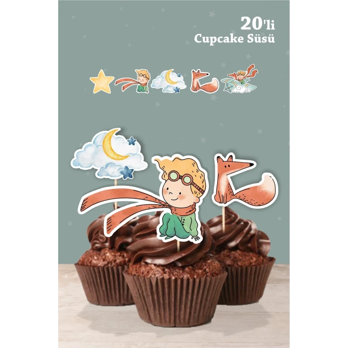 Küçük Prens Temalı Cupcake Süsü 20li