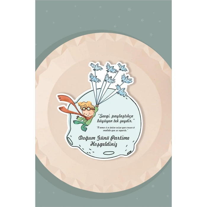 Küçük Prens Temalı Doğum Günü Seti Tabak Sticker (Etiket) 15li