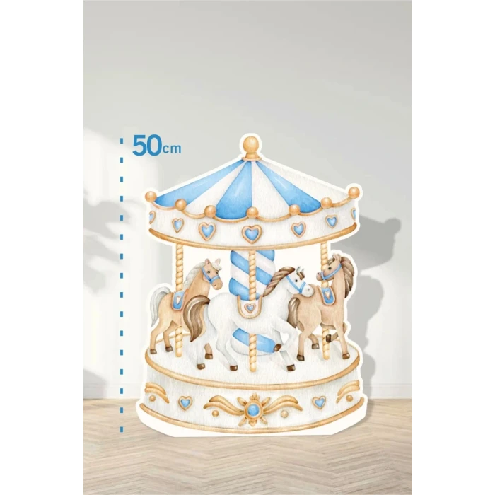 Mavi Atlıkarınca Konseptli | Tasarımlı Kapı | Oda | Dekor 50 cm Ayaklı Pano