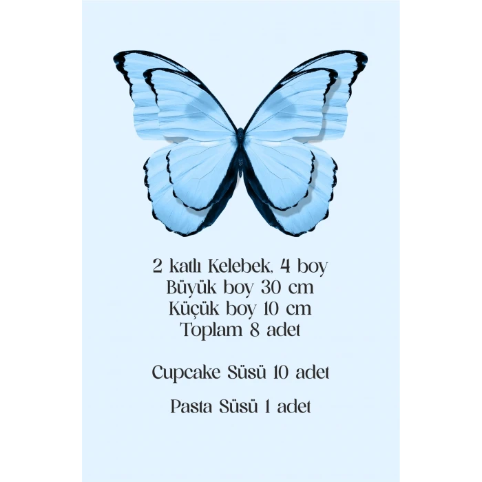 Mavi Kelebekli 3 Boyutlu Parti Seti Malzemeleri