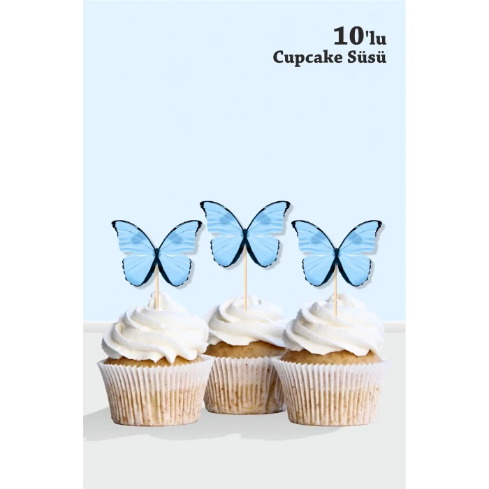 Mavi Kelebekli 3 Boyutlu Parti Seti Malzemeleri