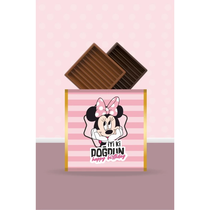 Minnie Mouse Pink Temalı Çikolata Sargısı *20li