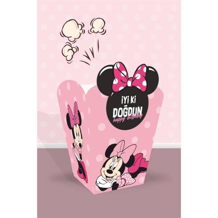 Minnie Mouse Pink Temalı * Popcorn (mısır) Kutusu *8li