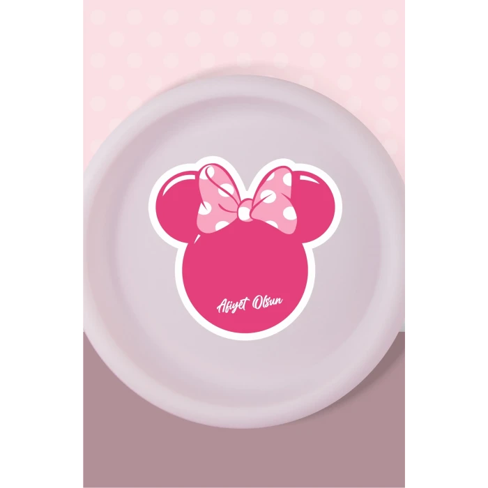 Minnie Mouse Pink Temalı Tabak Sticker (Etiket) 15li * Yapışkanlı Kağıt