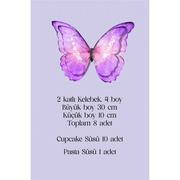 Mor Kelebekli 3 Boyutlu Parti Seti Malzemeleri