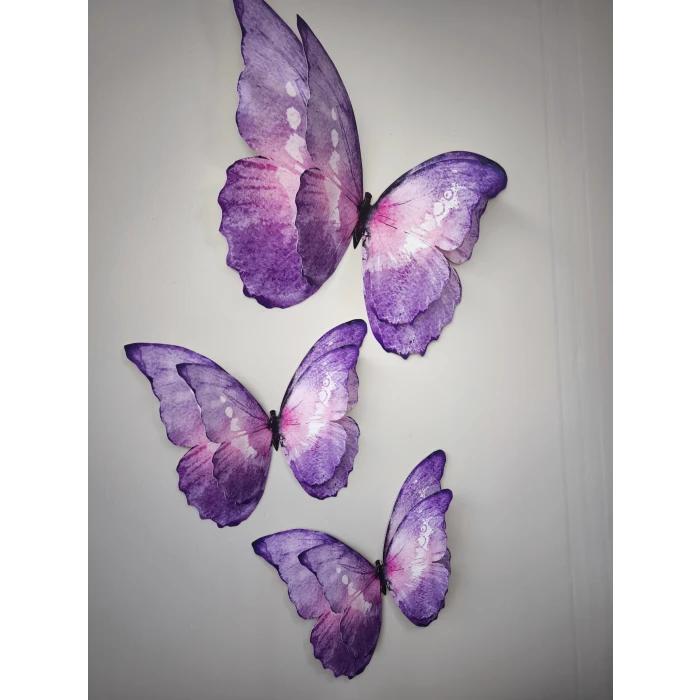 Mor Kelebekli 3 Boyutlu Parti Seti Malzemeleri