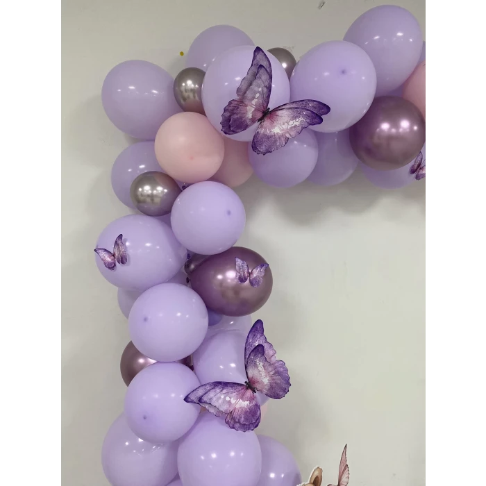 Mor Kelebekli 3 Boyutlu Parti Seti Malzemeleri