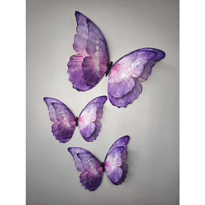 Mor Kelebekli 3 Boyutlu Parti Seti Malzemeleri