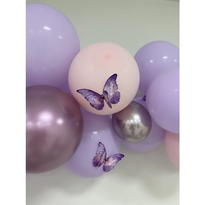 Mor Kelebekli 3 Boyutlu Parti Seti Malzemeleri