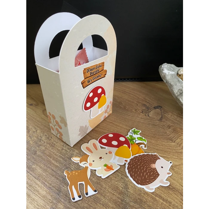 Orman Hayvanları Temalı Mini Çanta 12x7 cm 8li Paket