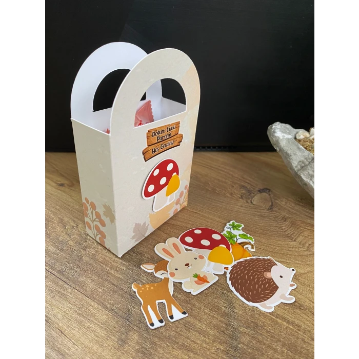 Orman Hayvanları Temalı Mini Çanta 12x7 cm 8li Paket