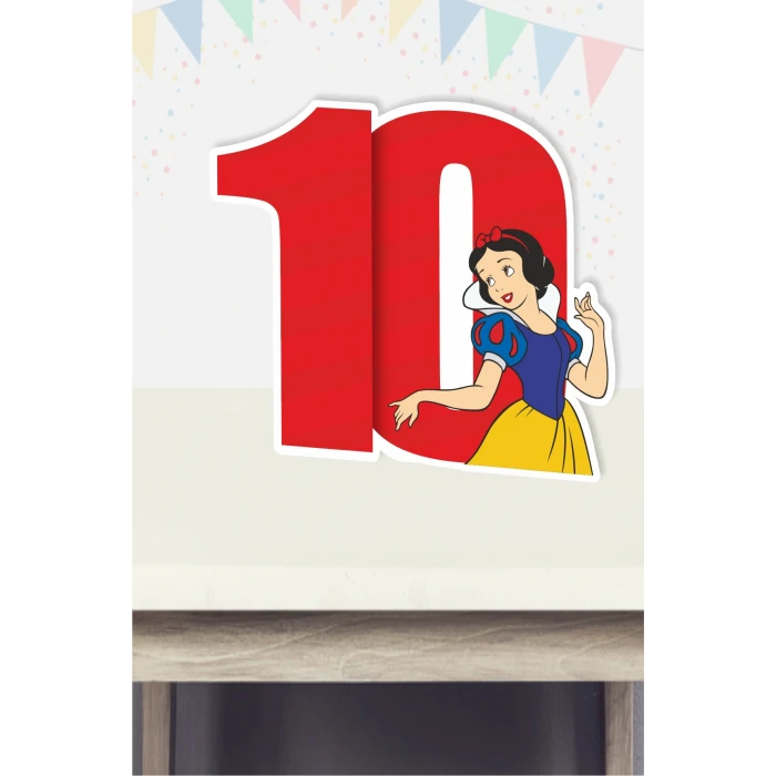 Pamuk Prenses Temalı 10 Yaş Ayaklı Rakam Panosu - 10 Yaş (40 cm)