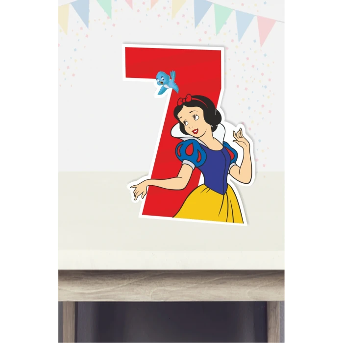 Pamuk Prenses Temalı 7 Yaş Ayaklı Rakam Panosu - 7 Yaş (40 cm)