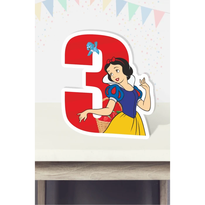 Pamuk Prenses Temalı Ayaklı Rakam Panosu - 3 Yaş (40 cm)
