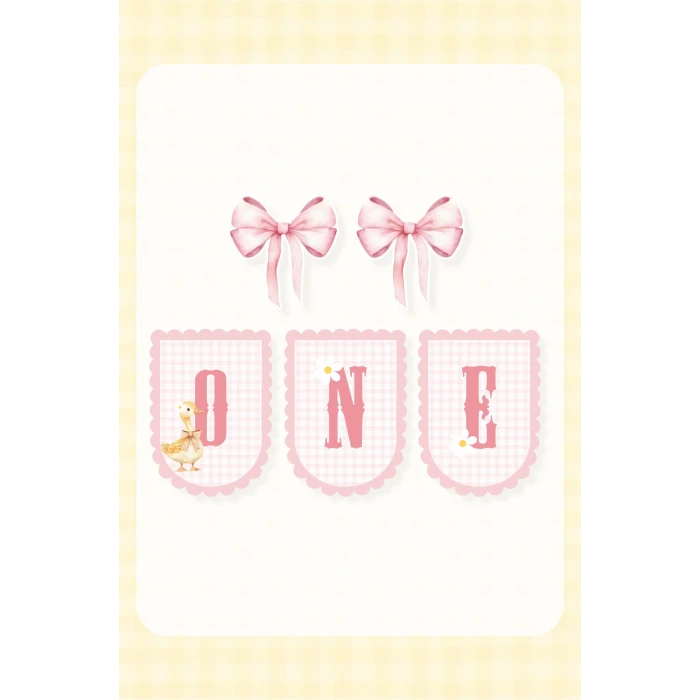 Papatya Temalı Fiyonklu Ördekli ONE banner *Kalın Kağıt