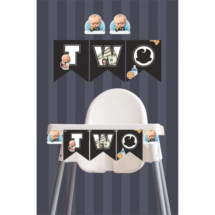 Patron Bebek Boss Baby Temalı TWO Banner (Kalın Kağıt) Doğum Günü