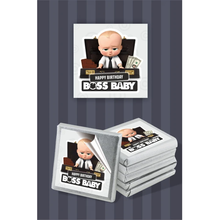 Patron Bebek Boss Baby Temalı Çikolata Etiketi * Sticker * 60 adet 4x4 cm