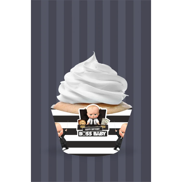 Patron Bebek Boss Baby Temalı Cupcake Sargısı 8li