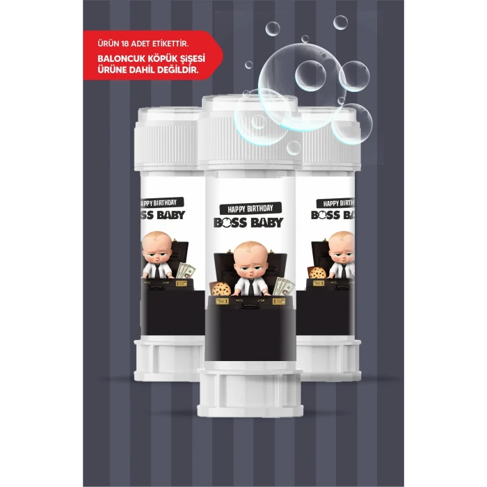 Patron Bebek Boss Baby Temalı Doğum Günü * 18 Adet Köpük Baloncuk Etiketi