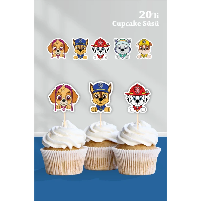 Paw Patrol Temalı Cupcake Süsü 20li
