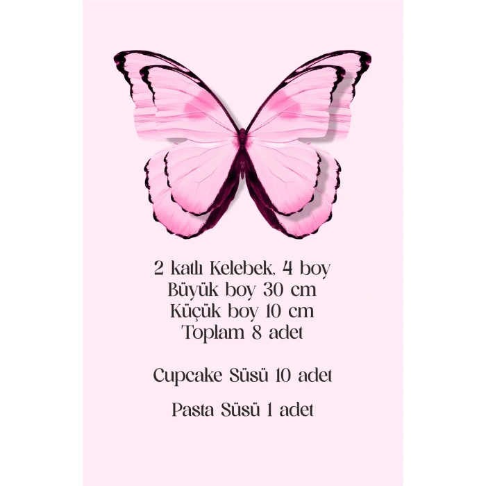 Pembe Kelebekli 3 Boyutlu Parti Seti Malzemeleri