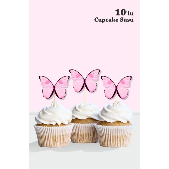 Pembe Kelebekli 3 Boyutlu Parti Seti Malzemeleri