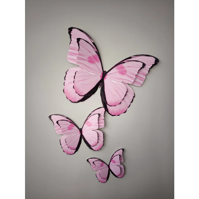 Pembe Kelebekli 3 Boyutlu Parti Seti Malzemeleri