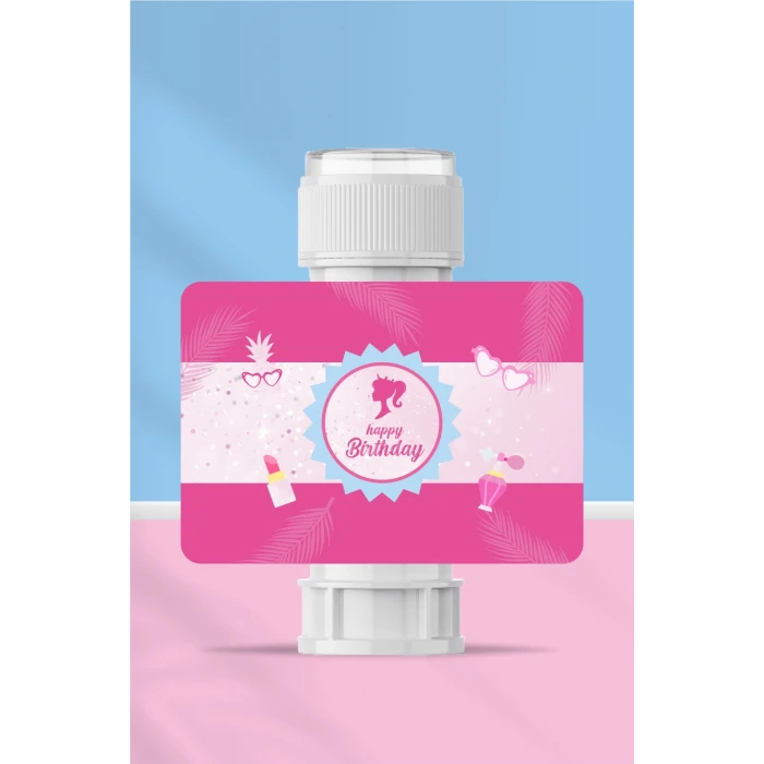 Pembe Kız Temalı - 18 Adet Köpük Baloncuk Etiketi