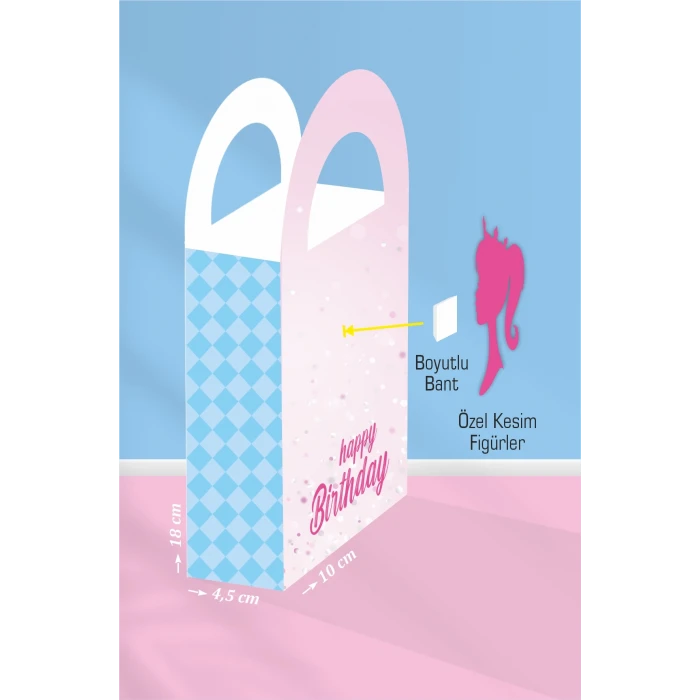 Pembe Kız Temalı Çanta 18x10 cm *8li Paket