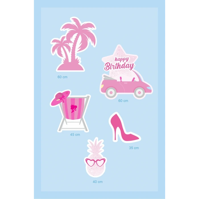 Pembe Kız Temalı Doğum günü * Ayaklı Pano Seti