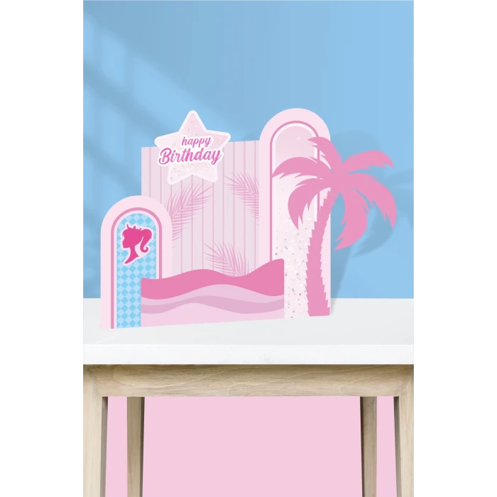 Pembe Kız Temalı Parçalı Ayaklı Pano 3Boyutlu (Masa Üstü) * Kalın Kağıt
