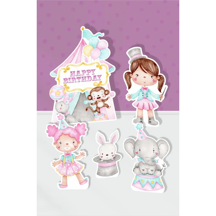 Pembe Sirk Temalı Doğum Günü * Ayaklı Pano Seti