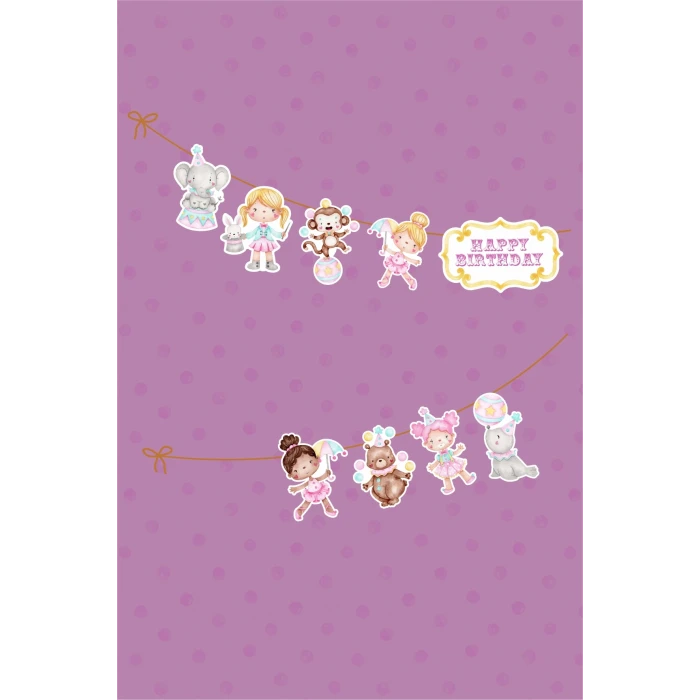 Pembe Sirk Temalı Doğum Günü* Büyük Banner *Kalın Kağıt 150cm