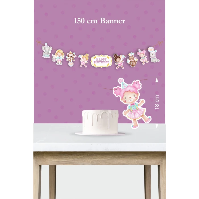 Pembe Sirk Temalı Doğum Günü* Büyük Banner *Kalın Kağıt 150cm