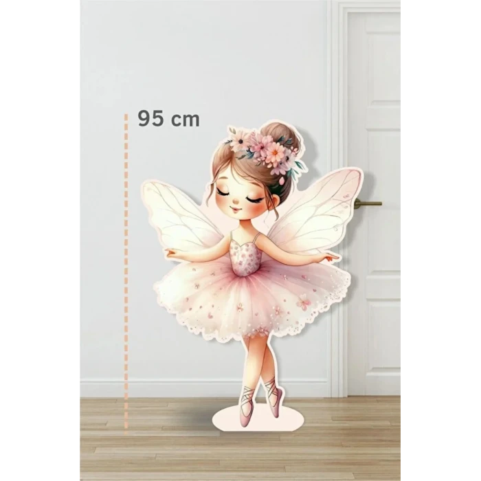 Peri Kızı Çiçekli Taç Soft Pink 95 cm Ayaklı Pano | Dekor | Pink | Pembe