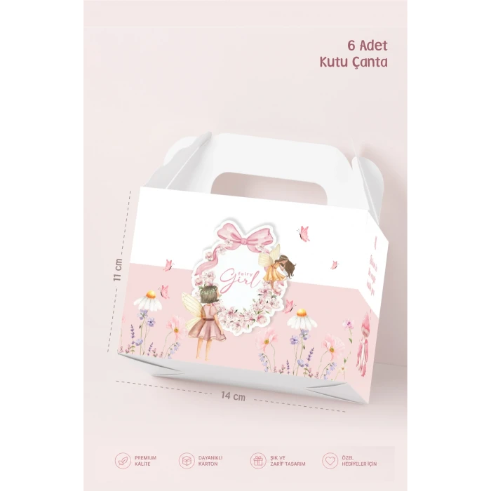 Peri Kızı Temalı Kutu Çanta Postacı 14x17 cm *6lı Paket