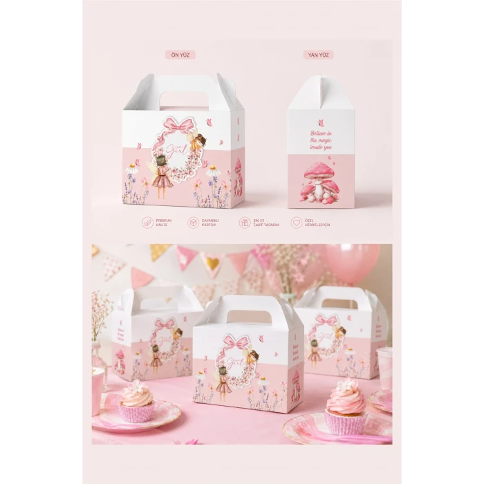 Peri Kızı Temalı Kutu Çanta Postacı 14x17 cm *6lı Paket