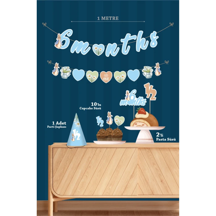 Peter Rabbit Tavşan Yarım Yaş Partisi Doğum Günü Seti 6 Months Party