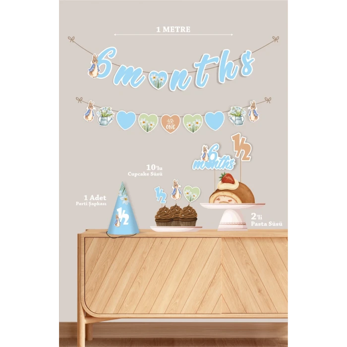 Peter Rabbit Tavşan Yarım Yaş Partisi Doğum Günü Seti 6 Months Party