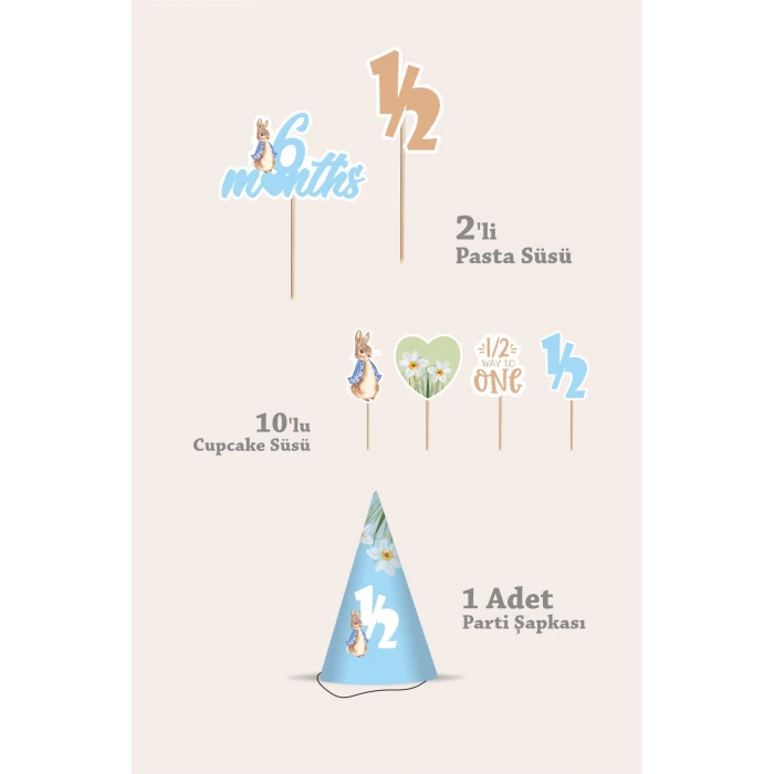 Peter Rabbit Tavşan Yarım Yaş Partisi Doğum Günü Seti 6 Months Party