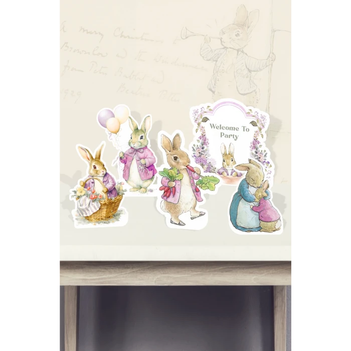 Pink Rabbit Pembe Tavşan Temalı Ayaklı Pano Set (Masa Üstü) *Kalın Kağıt
