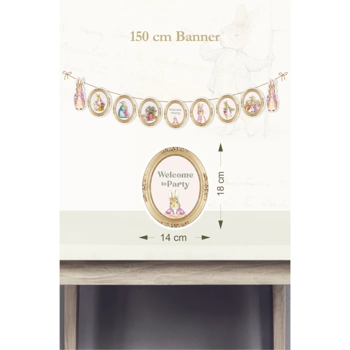 Pink Rabbit Pembe Tavşan Temalı Büyük Banner *Kalın Kağıt 150cm