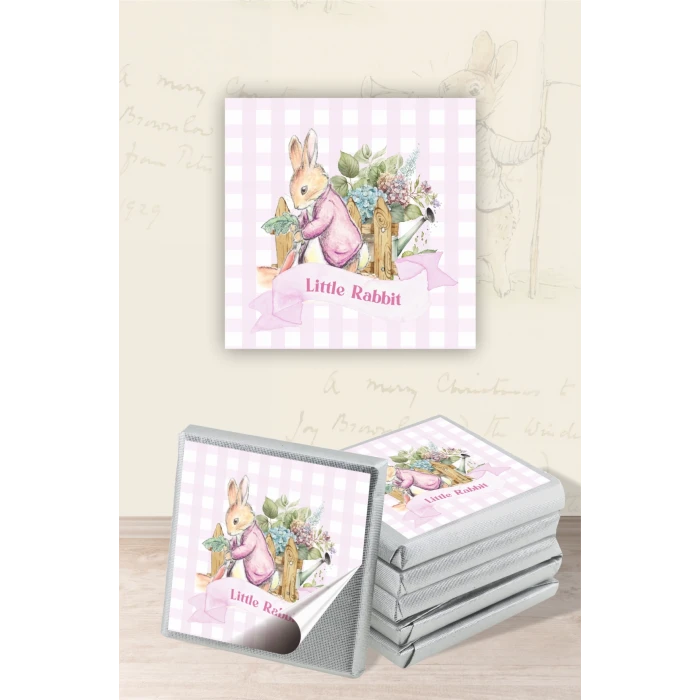 Pink Rabbit Pembe Tavşan Temalı Çikolata Etiketi * Sticker * 60 adet 4x4 cm